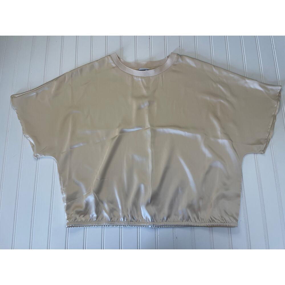A New‎ Day Satin Blouse Slightly Cropped Cream Casual Office Womens Large